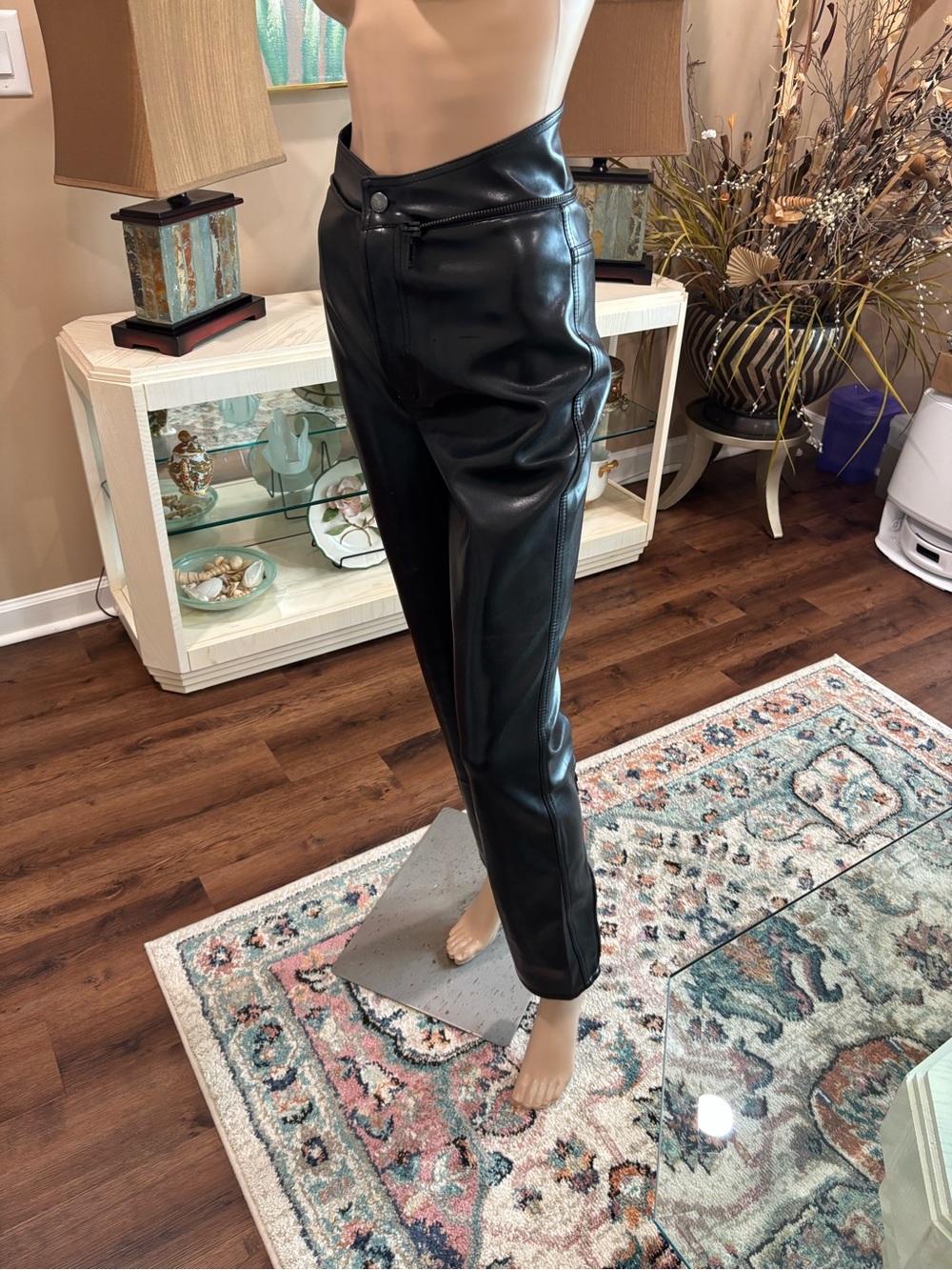 Jean Paul Gaultier Black Faux Leather High-Waist Pants
